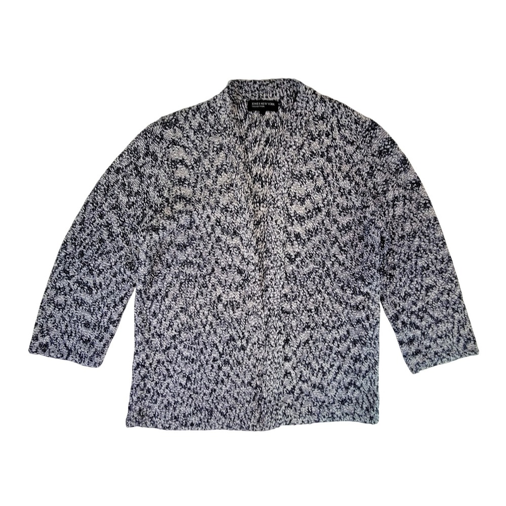 JONES NEW YORK COLLECTION Womens Cardigan Sweater XL Speckled Knit 3/4 Sleeve